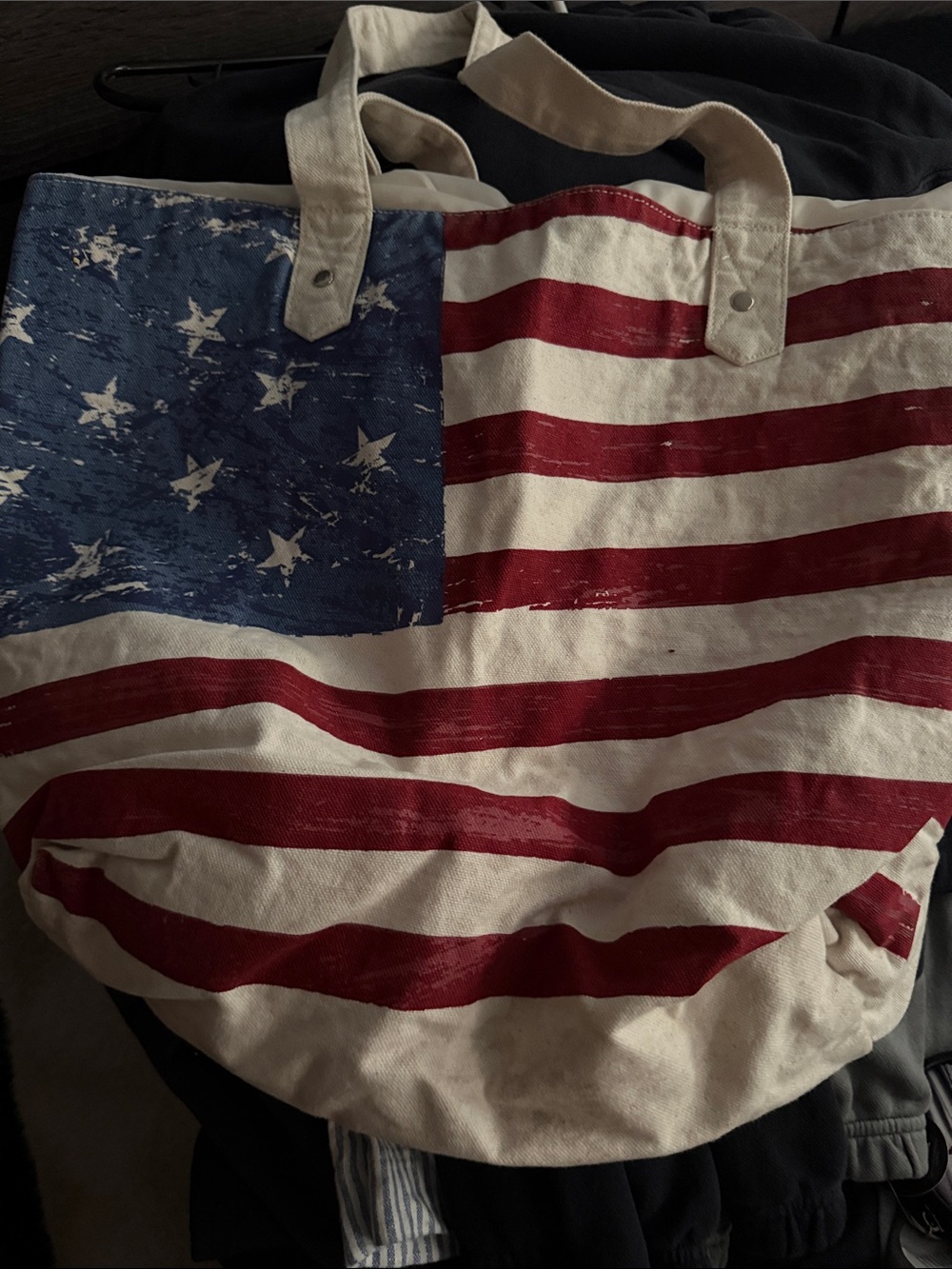 The Body Shop American Flag Canvas Tote Bag - Red, White, Blue